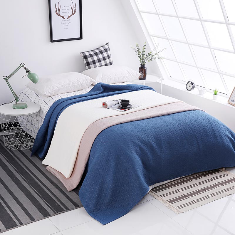 New Design Cotton Yarn Dyed Jacquard Bedding Blanket Bedspread