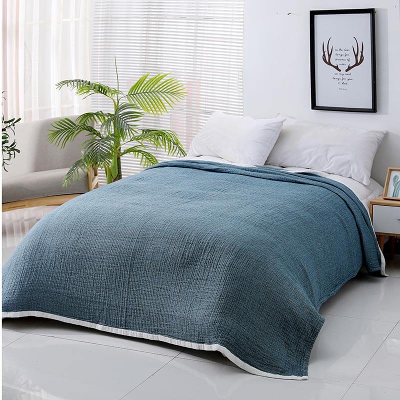 100% Cotton Solid Color Three Layer Bedding Blanket Summer Blanket