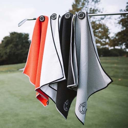 white black grey orange golf towel