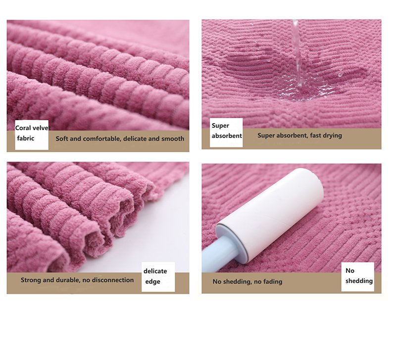 Coral fleece towel fabric: Super absorbent ,no shedding,