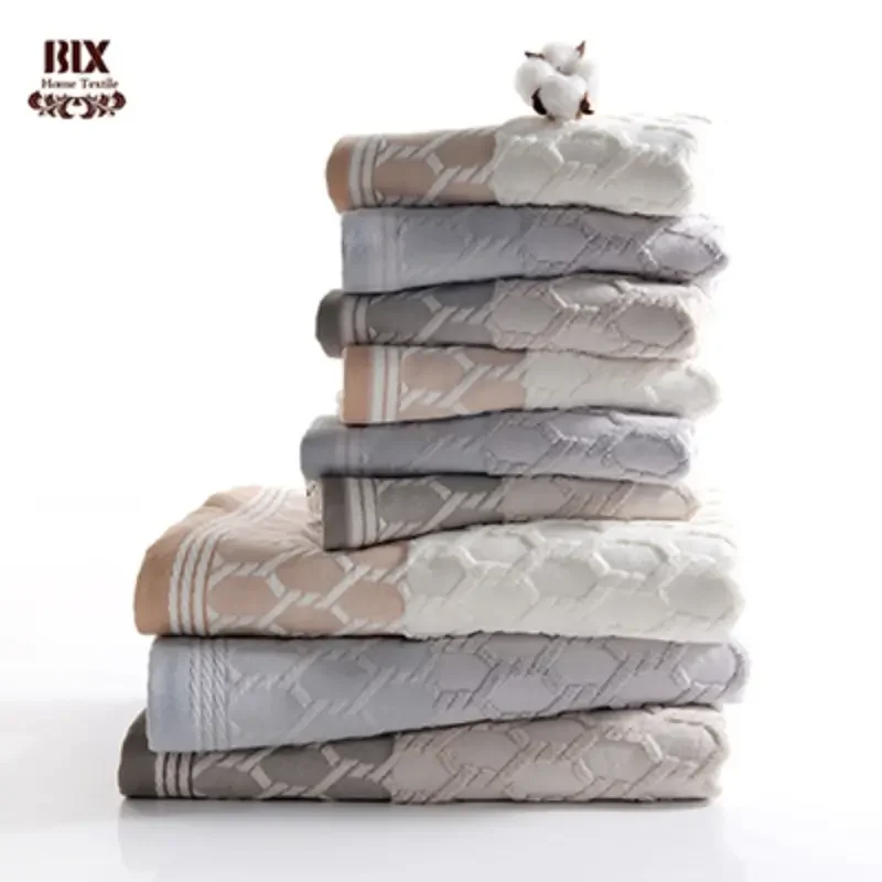 100% Cotton Yarn Dyed Jacquard Bath Towel Set