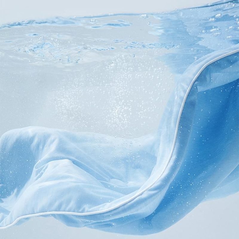 light blue colling blanket fall in water